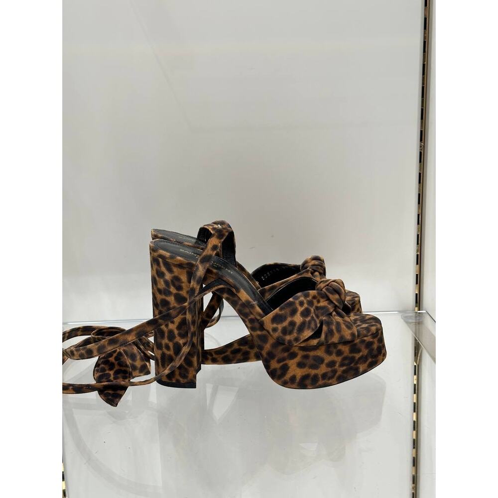 Saint Laurent Bianca Leopard Suede Platform Heels Sz.38 - Picture 6 of 9